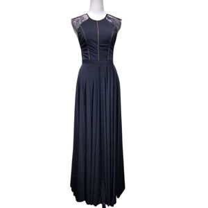 Catherine Deane Simone Black A-line Maxi Gown Lace Cap Sleves Size 4